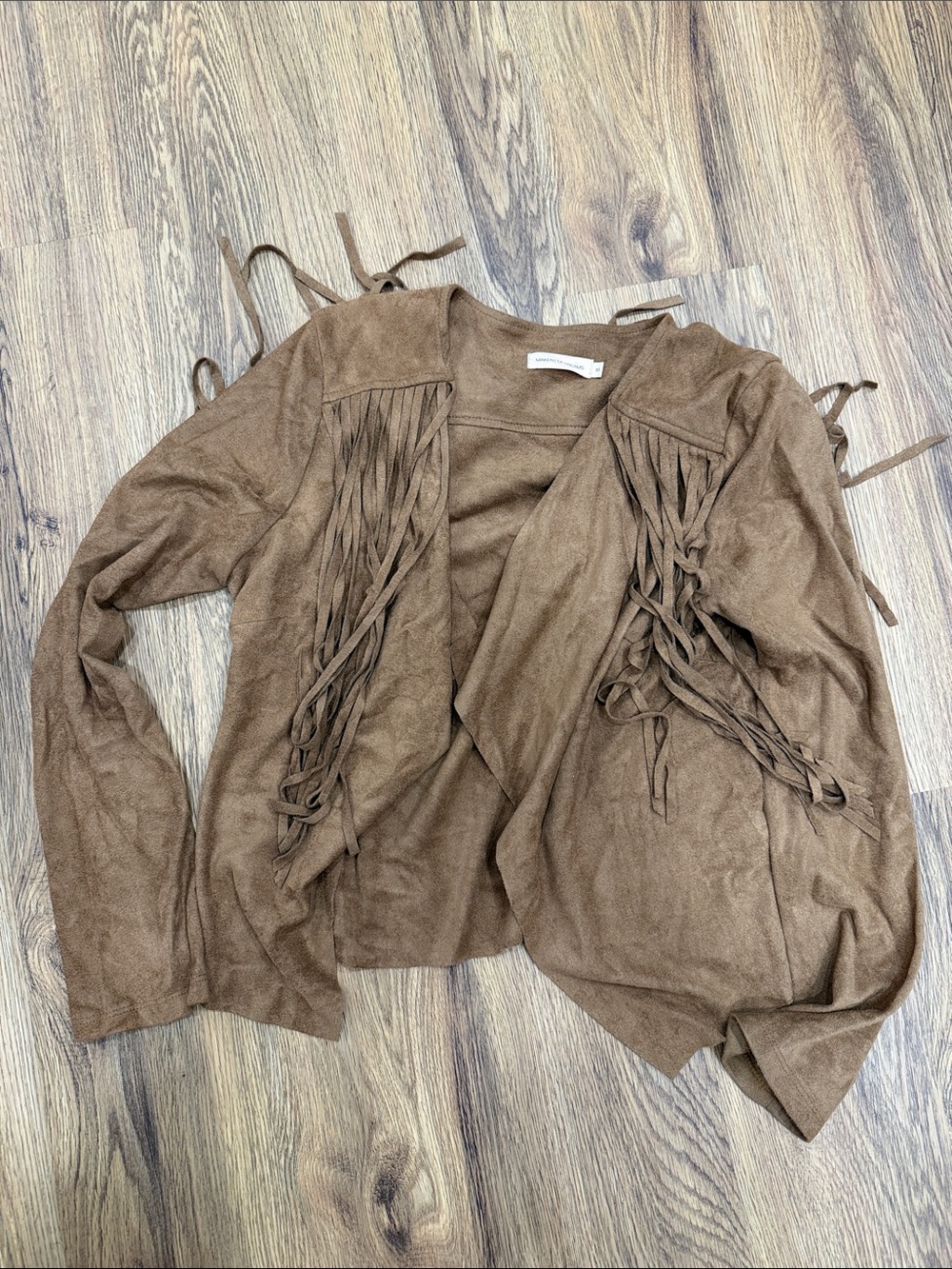 Brown Fringe Open-Front Jacket - Women